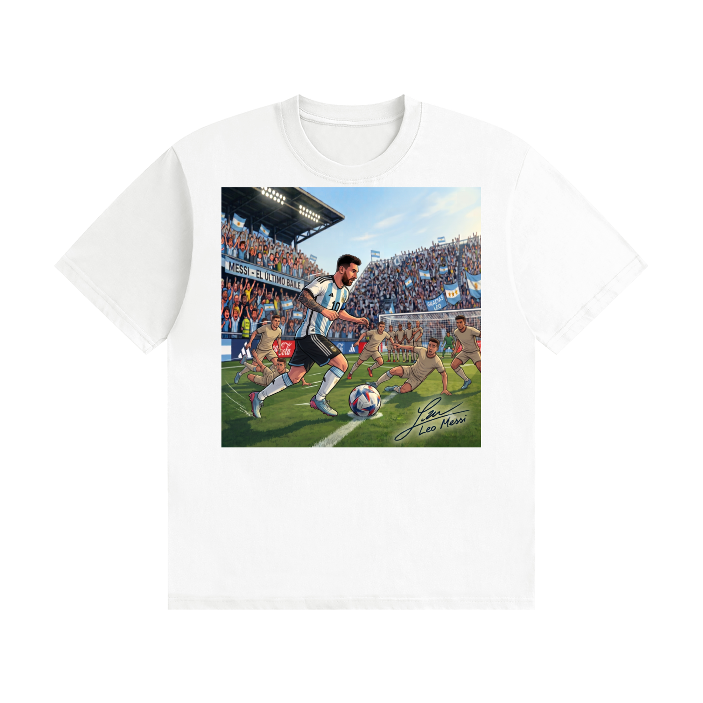 Messi Dribbling Defenders T-Shirt | Unisex Replicated Signature of "Leo Messi" | AXIOM